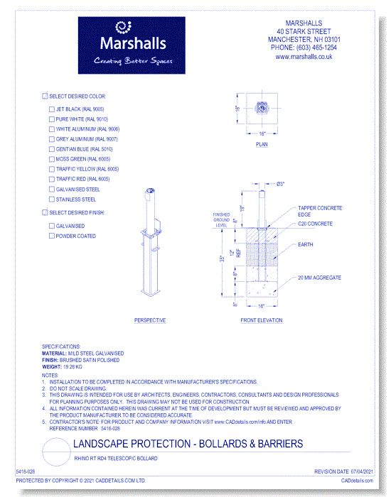 Rhino RT RD4 Telescopic Bollard