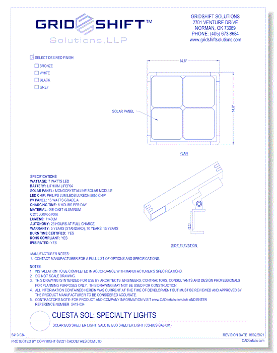 Solar Bus Shelter Light: Salute Bus Shelter Light (CS-BUS-SAL-001)