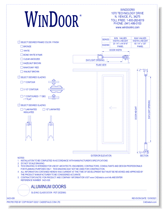 Sliding Glass Door: 1P2T (SGD560)
