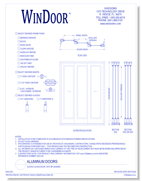 Sliding Glass Door: 3P3T BP (SGD560)