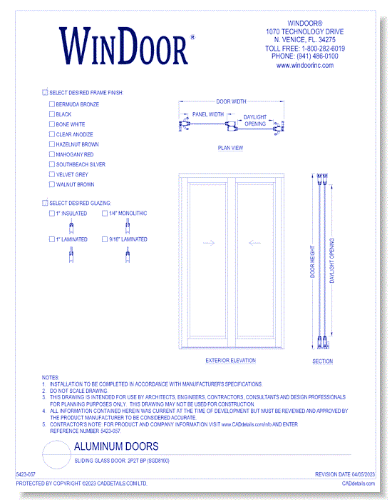 Sliding Glass Door: 2P2T BP (SGD8100)