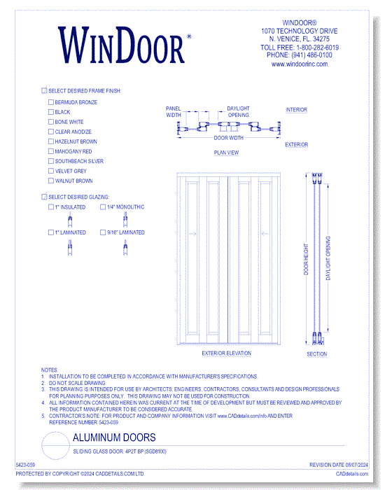 Sliding Glass Door: 4P2T BP (SGD8100)