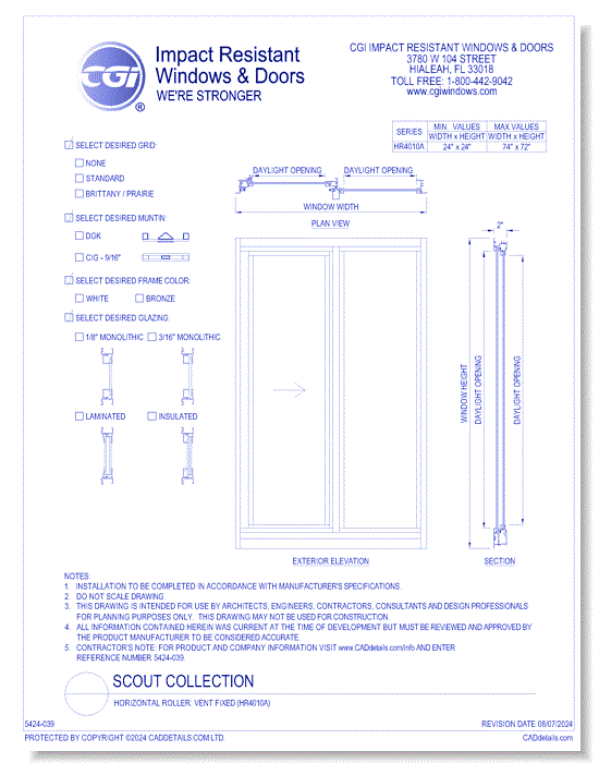 Horizontal Roller: Vent Fixed (HR4010A)