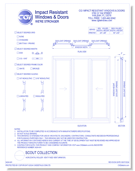 Horizontal Roller: Vent Fixed Vent (HR4010A)