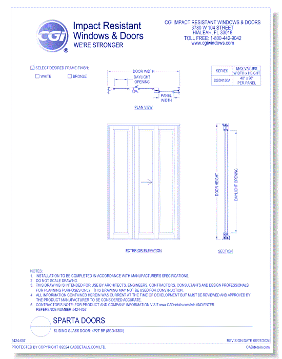 Sliding Glass Door: 4P2T BP (SGD4130A)