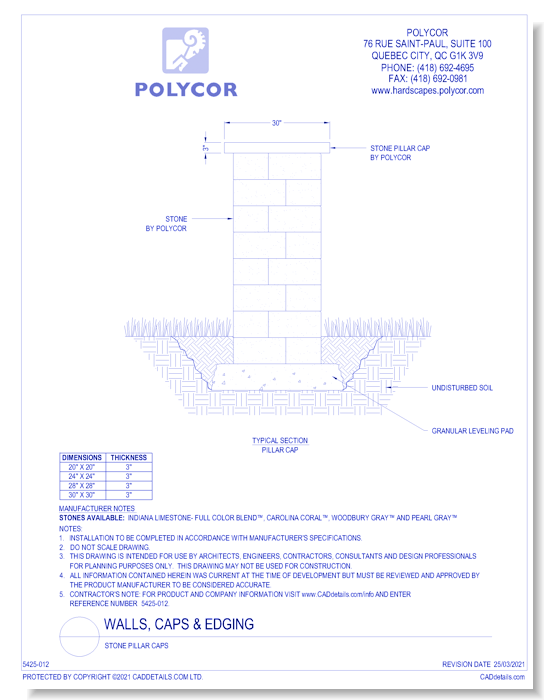 Wall Caps: Stone Pillar Caps