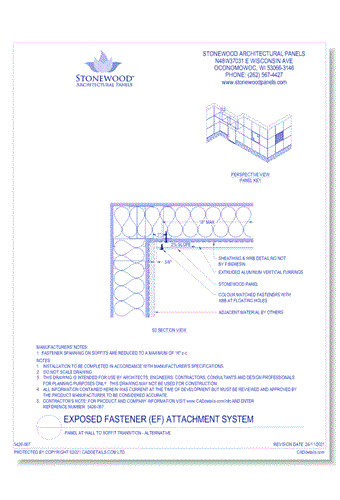 Exposed Fastener: Panel at Wall to Soffit Transition - Alternative