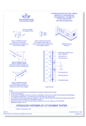 Concealed Fastener: Panel at Horizontal Joint