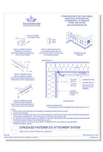 Concealed Fastener: Panel at Wall to Soffit Transition - Alternative
