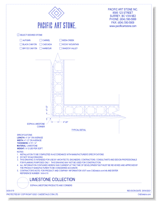 Sophia Limestone Products and Corners