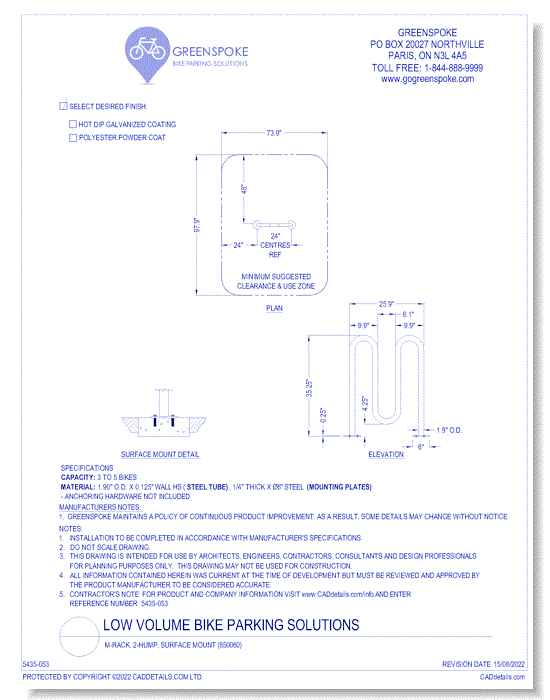 (850060) M-Rack, 2-Hump, Surface Mount