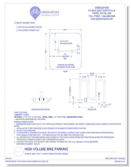 (850602) M-Rack, Heavy Duty, 2-Hump, Surface Mount 