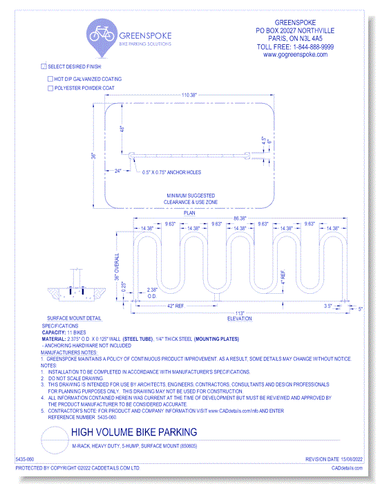 (850605) M-Rack, Heavy Duty, 5-Hump, Surface Mount 