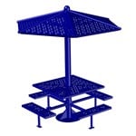 View (ST-4S-PC-SM) Single Post Shade Table, Flat Panel Canopy, 4-Seats, Surface Mount 