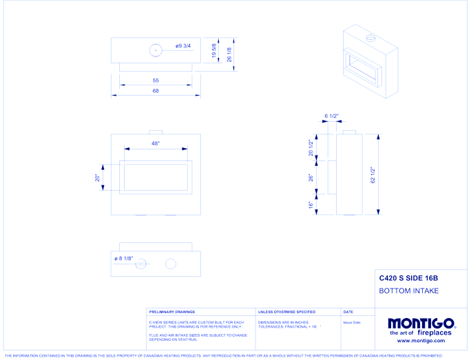 Custom 4' Single Sided - C-VIEW (C420) Commercial Gas Fireplace