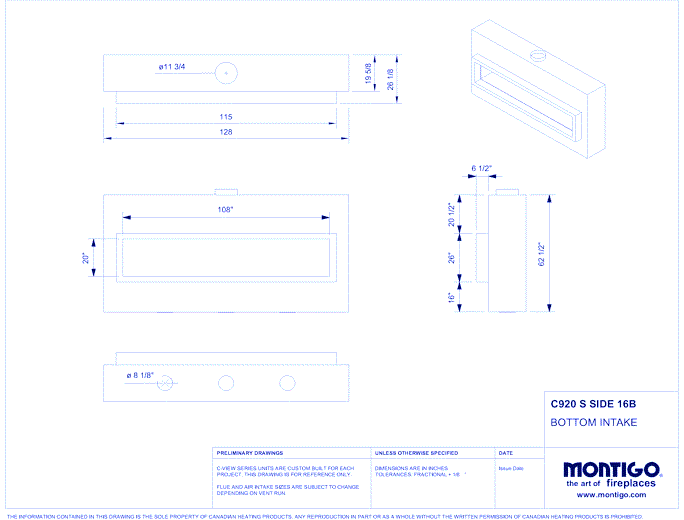 Custom 9' Single Sided - C-VIEW (C920) Commercial Gas Fireplace
