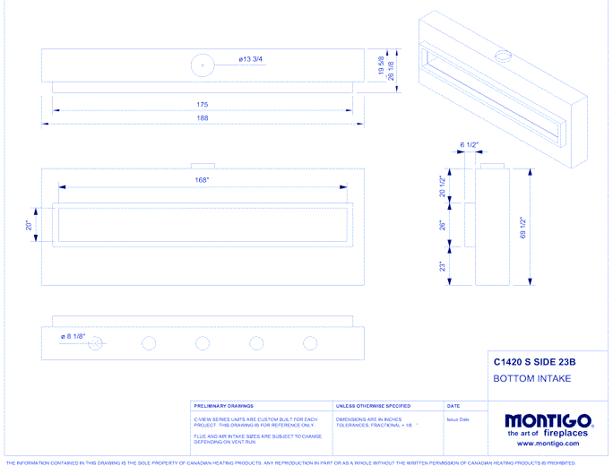 Custom 14' Single Sided - C-VIEW (C1420) Commercial Gas Fireplace