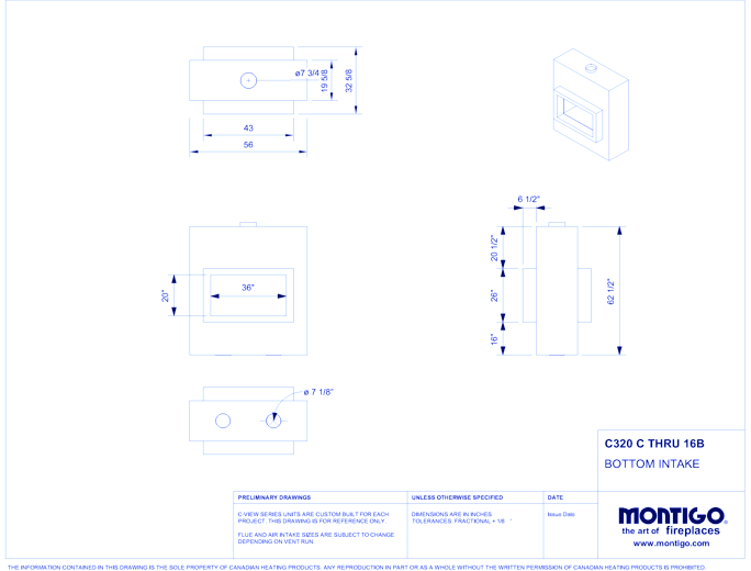 Custom 3' See Through - C-VIEW (C320ST) Commercial Gas Fireplace