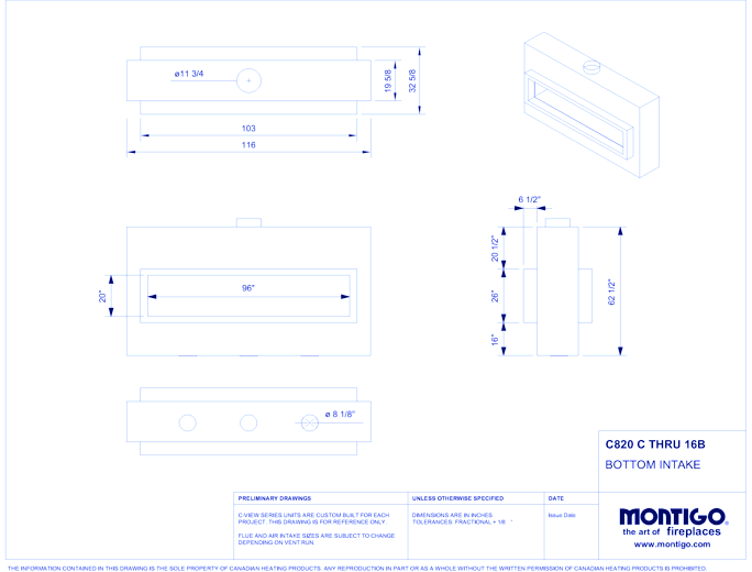 Custom 8' See Through - C-VIEW (C820ST) Commercial Gas Fireplace