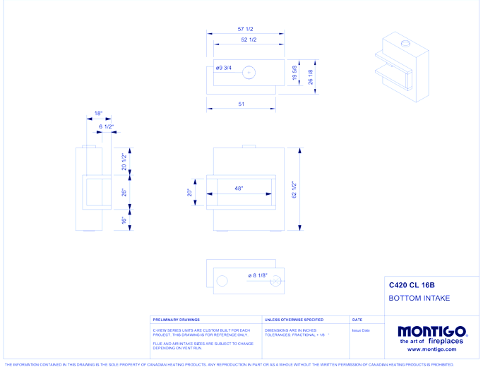 Custom 4' Corner - C-VIEW (C420CL/CR) Commercial Gas Fireplace
