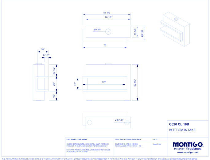 Custom 6' Corner - C-VIEW (C620CL/CR) Commercial Gas Fireplace