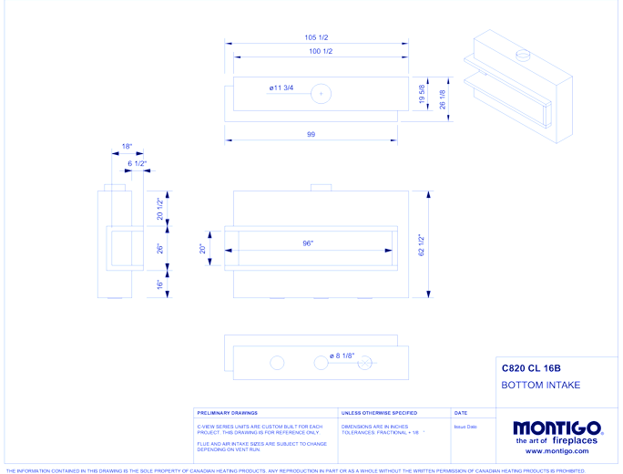 Custom 8' Corner - C-VIEW (C820CL/CR) Commercial Gas Fireplace