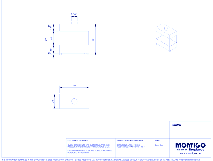 Custom 4' Four Sided - C-VIEW (C4W4) Commercial Gas Fireplace