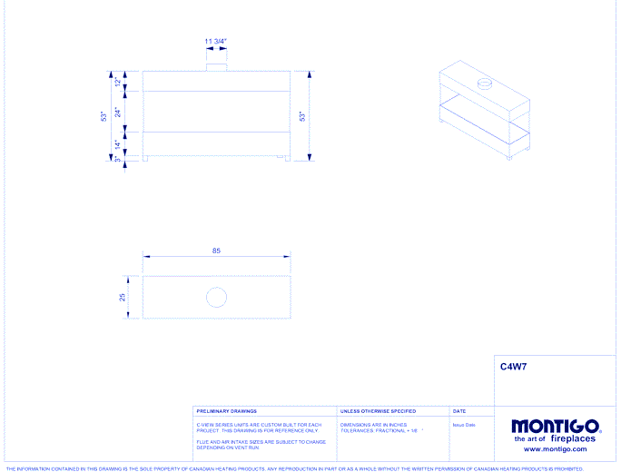 Custom 7' Four Sided - C-VIEW (C4W7) Commercial Gas Fireplace