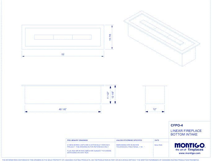 Custom 4' Linear Firepit - CFPO Series (CFPO-4) Commercial Gas Fireplace