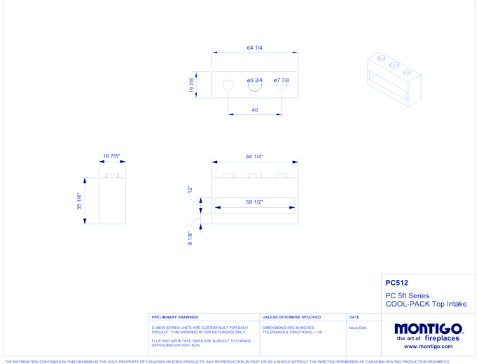 Custom 5' Single Sided - PRODIGY Series (PC5) Light Commercial Gas Fireplace