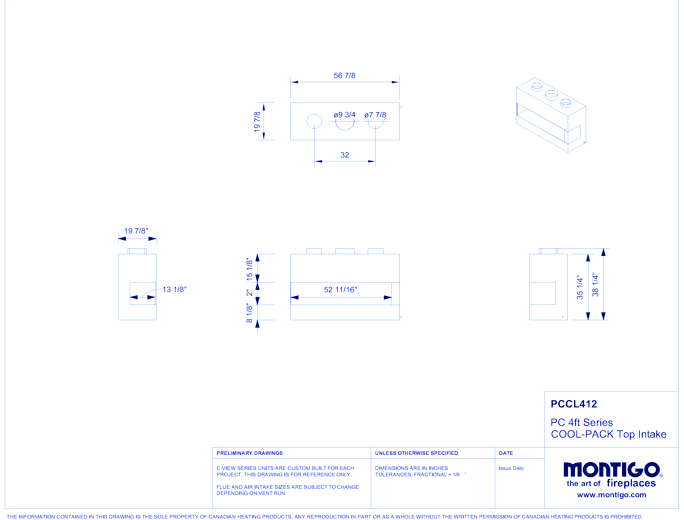 Custom 4' Corner L/R - PRODIGY Series (PCCL/R4) Light Commercial Gas Fireplace