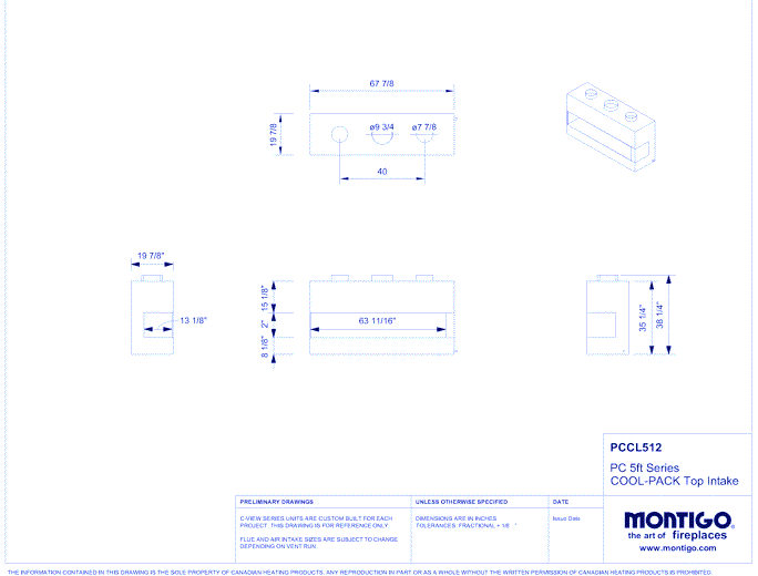 Custom 5' Corner L/R - PRODIGY Series (PCCL/R5) Light Commercial Gas Fireplace