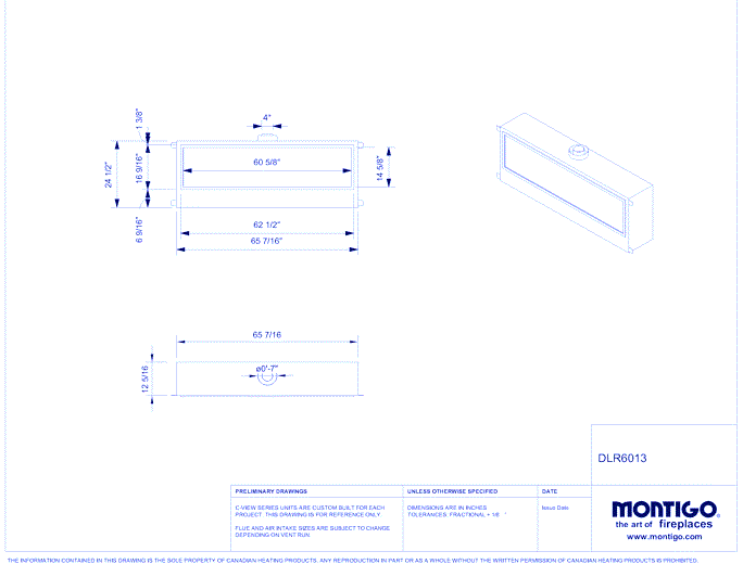 60" Single Sided - DELRAY Series (DRL6013-2) Residential Gas Fireplace