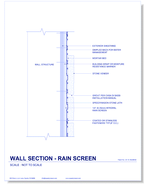 Stone Lath-Sheet: 27 - Wall Section - Rain Screen