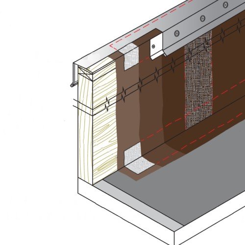 CAD Drawings BIM Models CertainTeed Commercial Roofing CTL-SF-03 Base Flashing and Wall Covering on Parapet Wall