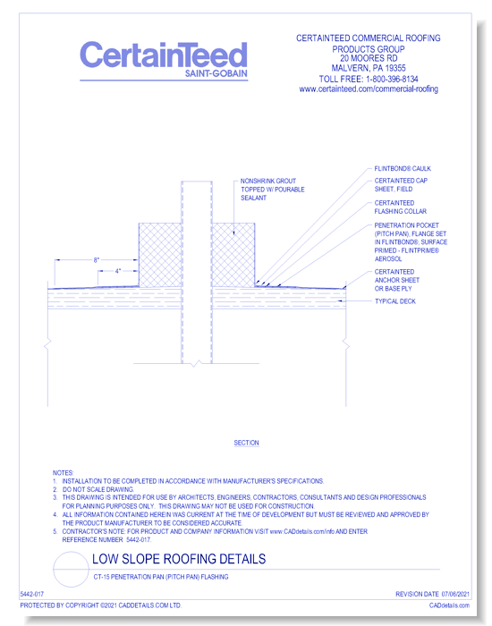 CT-15 Penetration Pan (Pitch Pan) Flashing