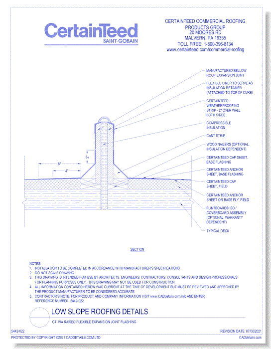 CT-19A Raised Flexible Expansion Joint Flashing