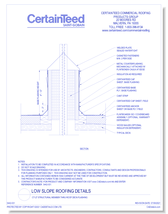 CT-27 Structural Member Thru Roof Deck Flashing