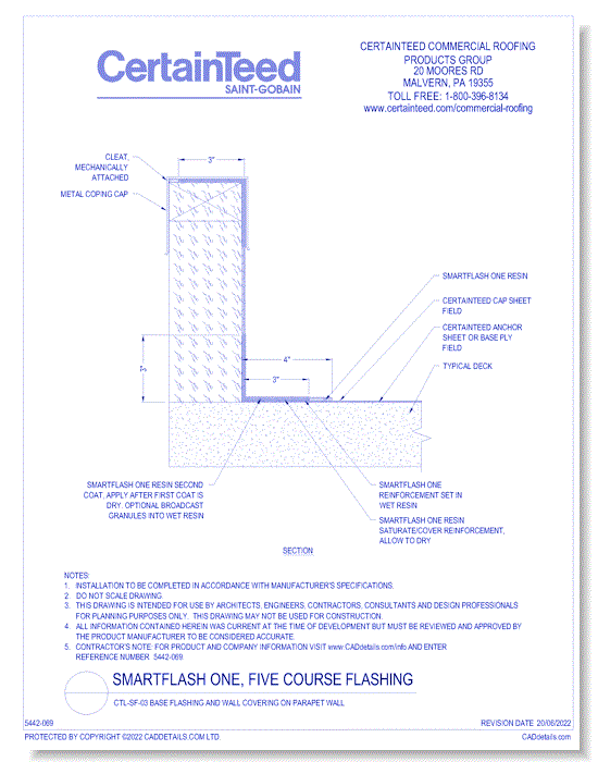 CTL-SF-03 Base Flashing and Wall Covering on Parapet Wall