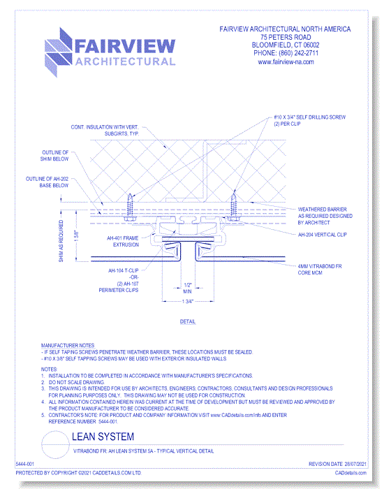 Vitrabond FR: AH Lean System 5A - Typical Vertical Detail