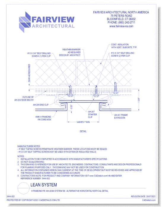 Vitrabond FR: AH Lean System 5B - Alternative Horizontal/Vertical Detail