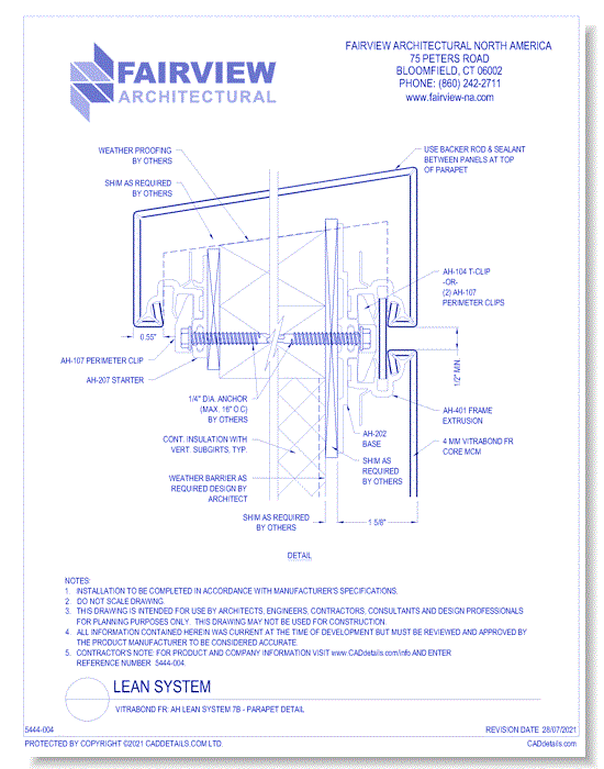 Vitrabond FR: AH Lean System 7B - Parapet Detail