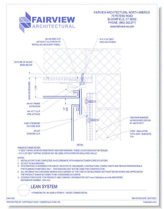 Vitrabond FR: AH Lean System 8 - Inside Corner Detail
