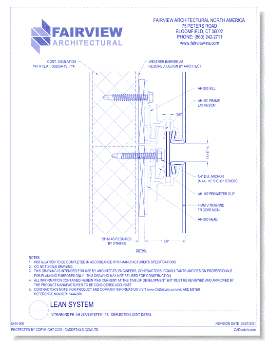 Vitrabond FR: AH Lean System 11B - Deflection Joint Detail