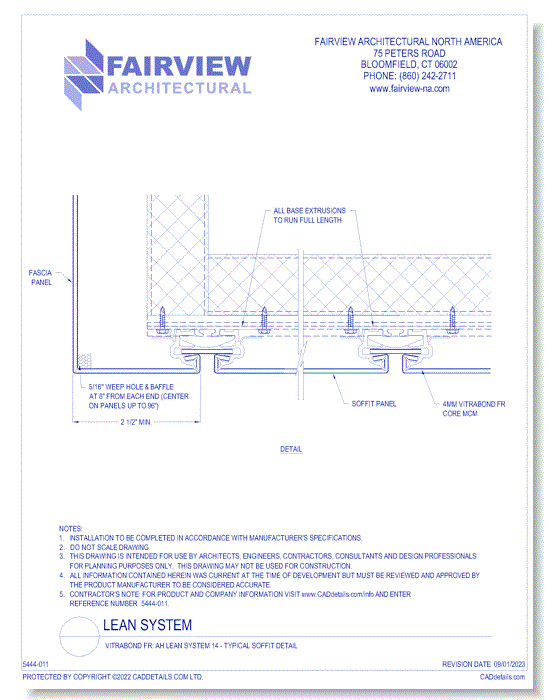 Vitrabond FR (MCM / Aluminum Cladding Material): AH Lean System 14 - Typical Soffit Detail