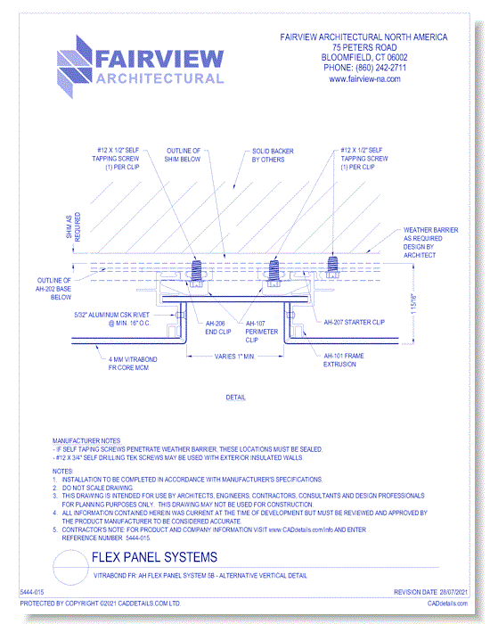  Vitrabond FR (MCM / Aluminum Cladding Material): AH Flex Panel System 5B - Alternative Vertical Detail