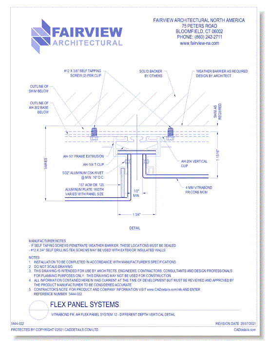  Vitrabond FR (MCM / Aluminum Cladding Material): AH Flex Panel System 12 - Different Depth Vertical Detail
