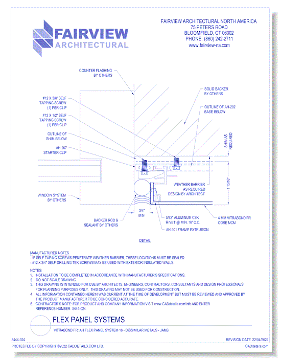  Vitrabond FR (MCM / Aluminum Cladding Material): AH Flex Panel System 16 - Dissimilar Metals - Jamb
