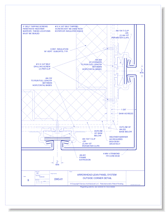  Vitrabond FR (MCM / Aluminum Cladding Material): AH Lean System 9 - Outside Corner Detail