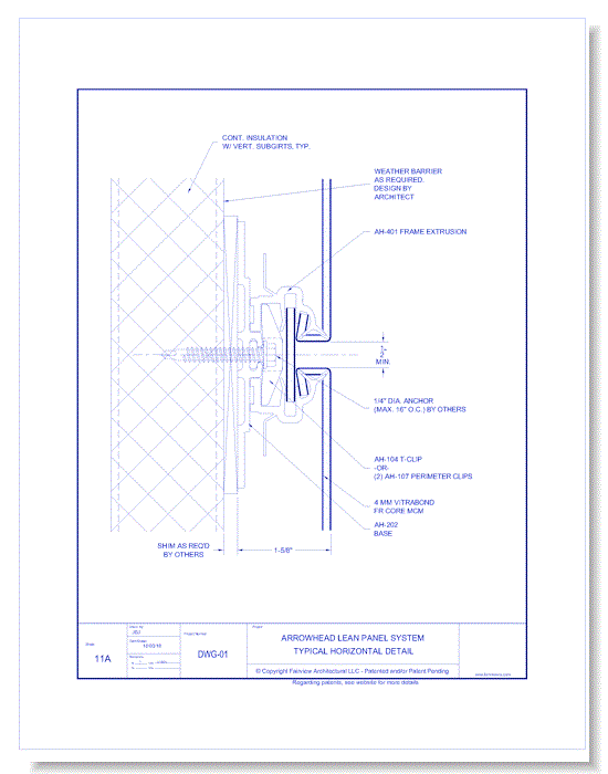 Vitrabond FR: AH Lean System 11A - Typical Horizontal Detail